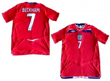 Umbro England jersey 7 David Beckham Euro 2008 away red men's L