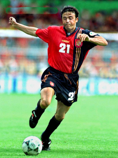 Adidas Spain jersey 21 Luis Enrique Euro 1996 red home Matchworn men's L